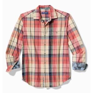 Tommy Bahama Tortola Sunwash Check Plaid Long Sleeve Casual Button Down Men's XL